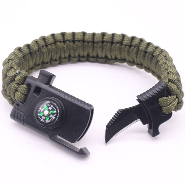 Tactical Survival Braclet w/compass, Whistle,Flint Stone, Knife, 4mm Parachute Cord