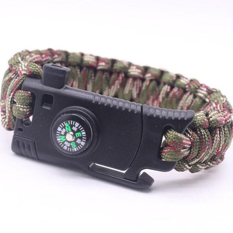 Tactical Survival Braclet w/compass, Whistle,Flint Stone, Knife, 4mm Parachute Cord