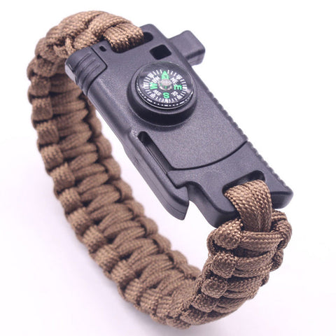 Tactical Survival Braclet w/compass, Whistle,Flint Stone, Knife, 4mm Parachute Cord