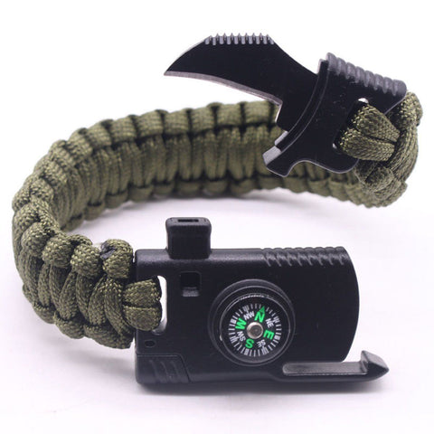 Tactical Survival Braclet w/compass, Whistle,Flint Stone, Knife, 4mm Parachute Cord