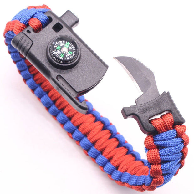 Tactical Survival Braclet w/compass, Whistle,Flint Stone, Knife, 4mm Parachute Cord