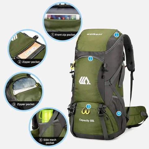 50l travel backpack camping bag