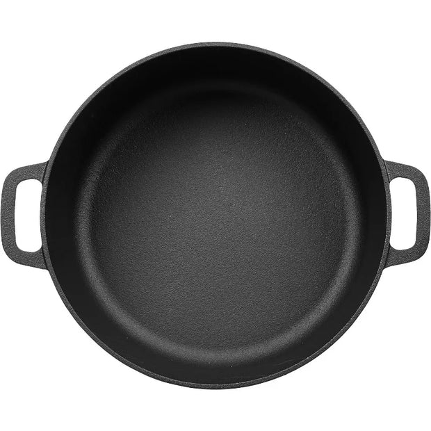 Basics Pre-Seasoned Cast Iron Round Dutch Oven Pot with Lid and Dual Handles, 7-Quart, Black