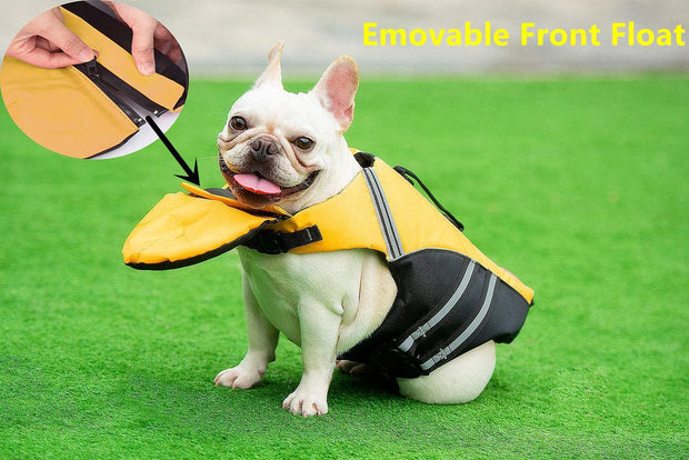 Reflective Dog Life Jacket Vest, Removable Neck Float High Buoyancy Dogs Swimming Clothes, Pet Safety Swimsuit for Dog Cat