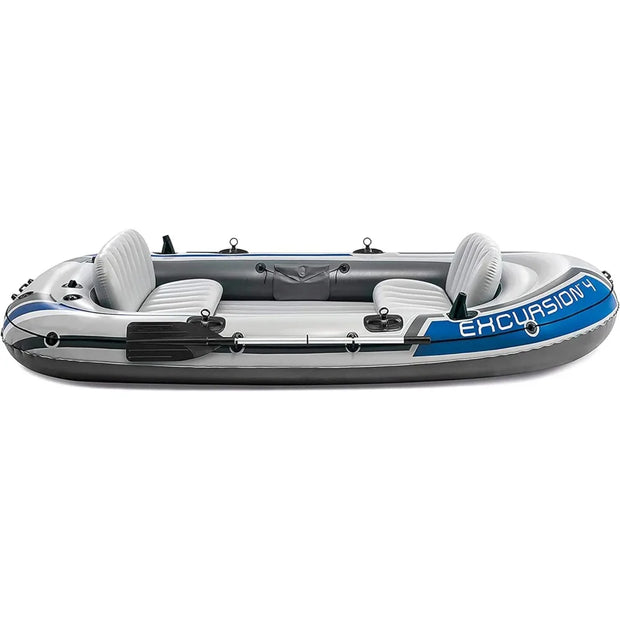 Excursion Inflatable Boat Series: Includes Deluxe 54in Aluminum Oars and High-Output Pump – SuperStrong PVC – Adjustable Seats