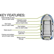 Excursion Inflatable Boat Series: Includes Deluxe 54in Aluminum Oars and High-Output Pump – SuperStrong PVC – Adjustable Seats