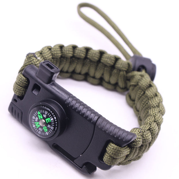 Tactical Survival Braclet w/compass, Whistle,Flint Stone, Knife, 4mm Parachute Cord